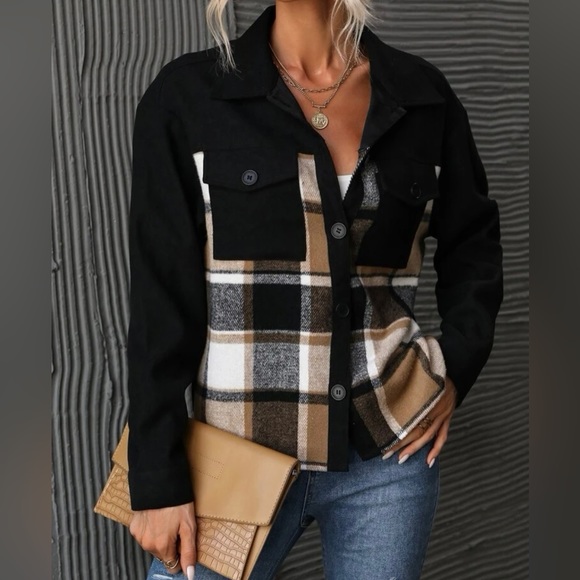 Plaid Print Drop Shoulder Coat - Picture 3 of 13